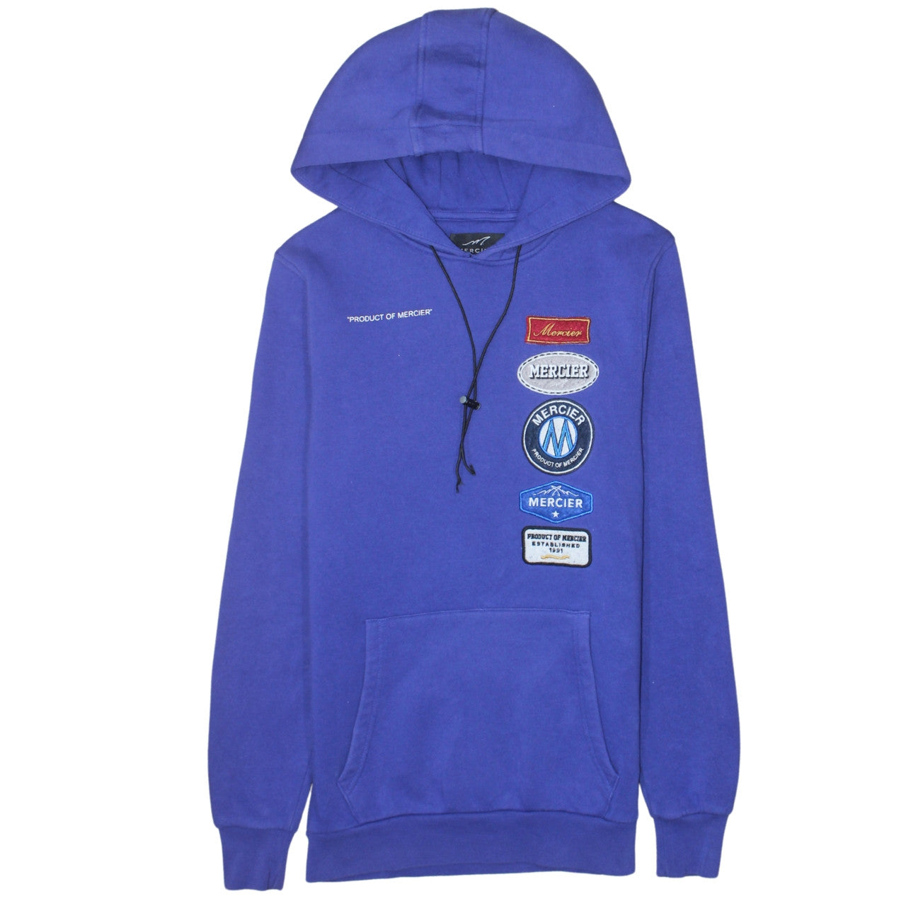 Mercier Men's Blue XS Pullover Embroidered Logo Hoodie