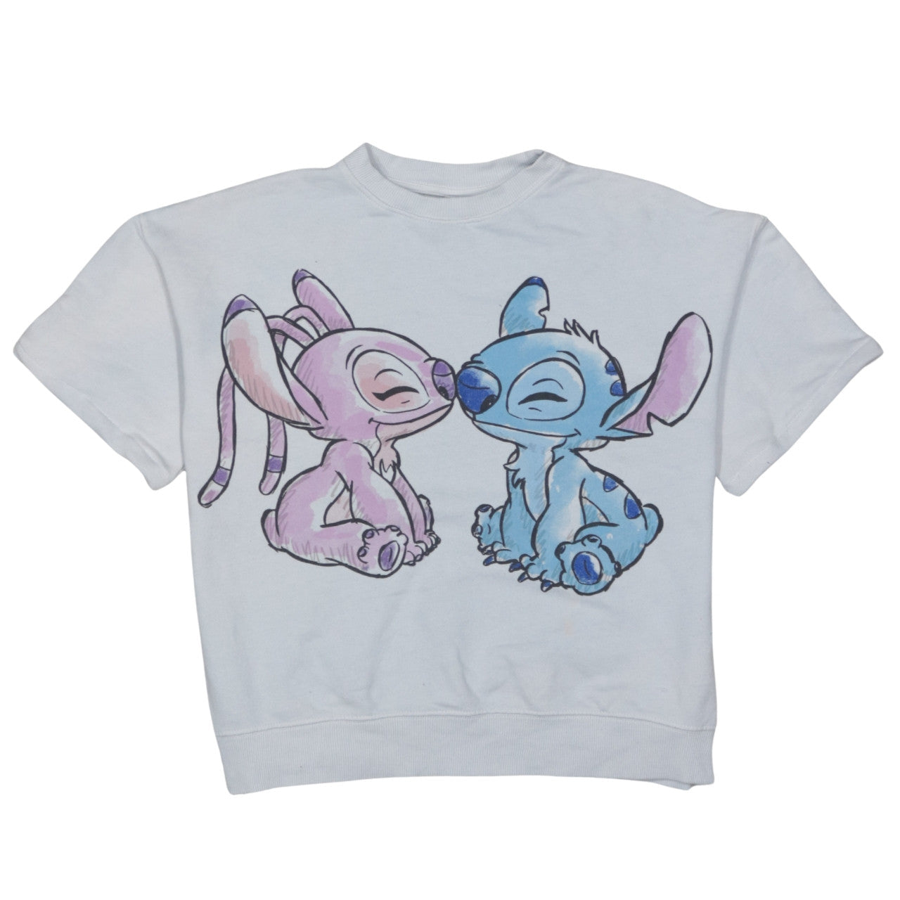 ZARA Girls White Disney Stitch & Angel Graphic Pullover Sweatshirt 11-12 Years