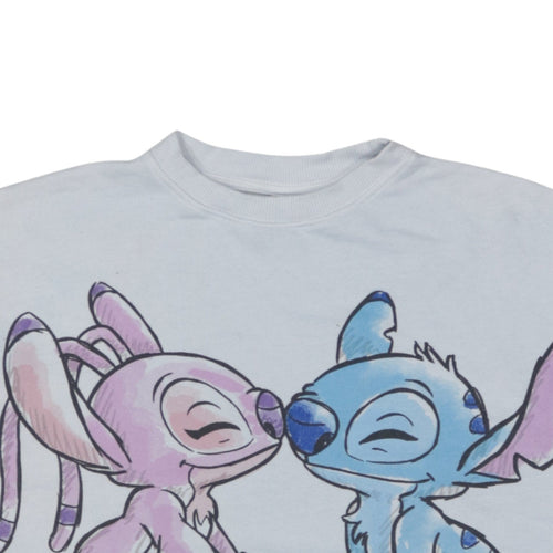 ZARA Girls White Disney Stitch & Angel Graphic Pullover Sweatshirt 11-12 Years