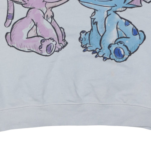 ZARA Girls White Disney Stitch & Angel Graphic Pullover Sweatshirt 11-12 Years