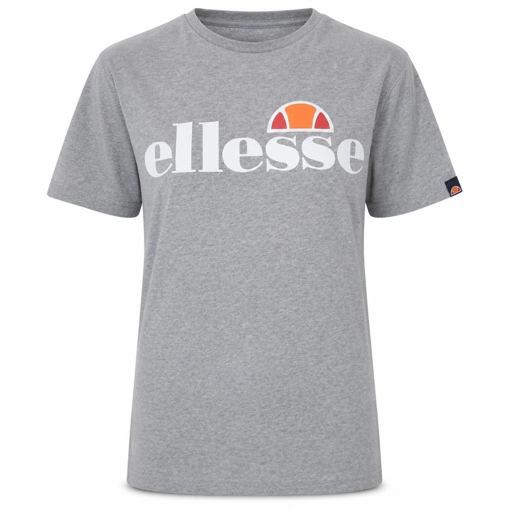 Front view of Ellesse women’s grey logo basic t-shirt uk 8 short sleeve cotton