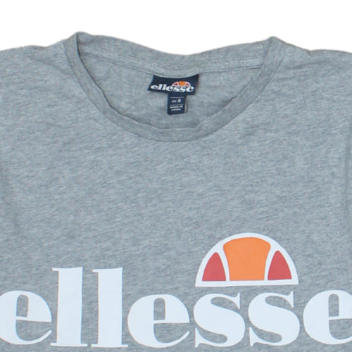 Ellesse Womens Grey Logo Basic T-Shirt UK 8 Short Sleeve Cotton
