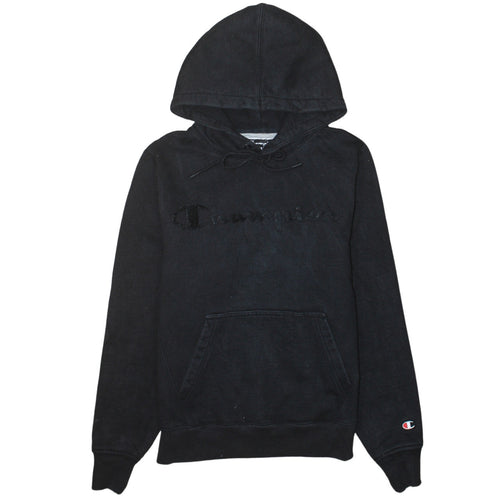 Champion Men Black Pullover Hoodie Medium Logo Fleece Sweatshirt
