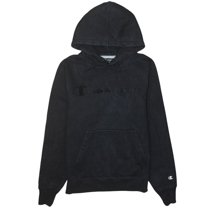 Champion Men Black Pullover Hoodie Medium Logo Fleece Sweatshirt