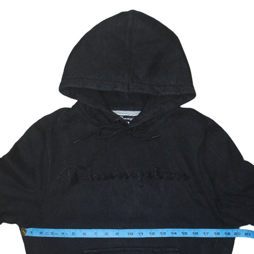Champion Men Black Pullover Hoodie Medium Logo Fleece Sweatshirt