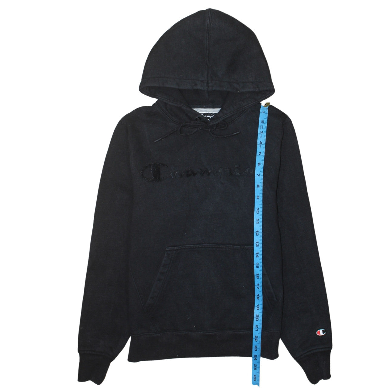 Champion Men Black Pullover Hoodie Medium Logo Fleece Sweatshirt