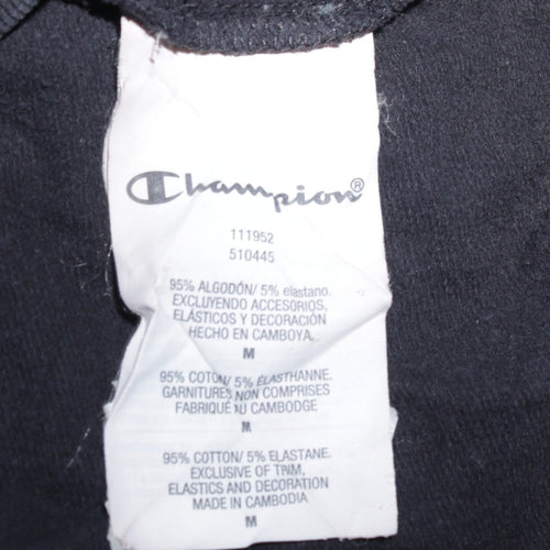 Champion Men Black Pullover Hoodie Medium Logo Fleece Sweatshirt