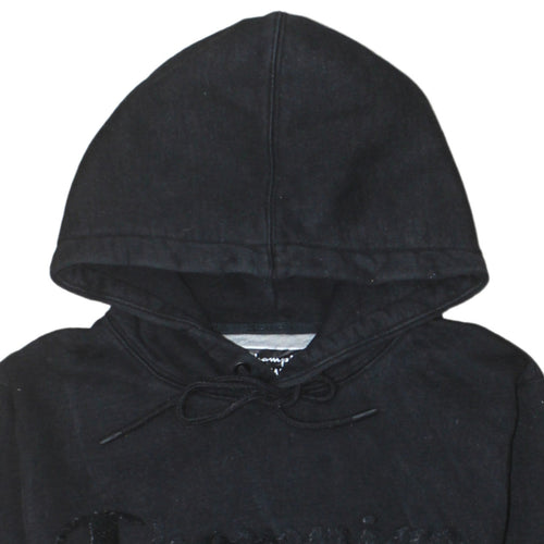 Champion Men Black Pullover Hoodie Medium Logo Fleece Sweatshirt