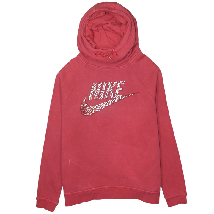 Nike Womens Pink Rhinestone Logo Pullover Hoodie Size M