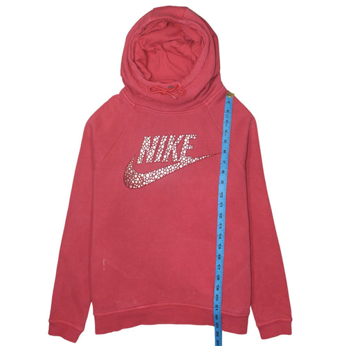 Nike Womens Pink Rhinestone Logo Pullover Hoodie Size M