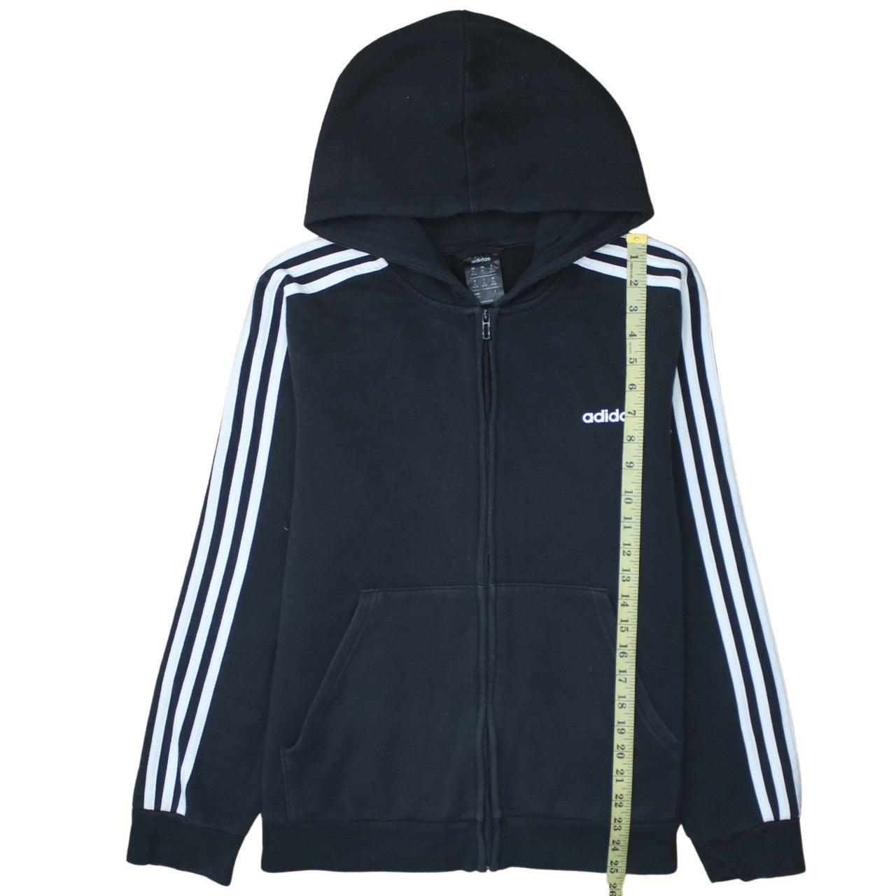 Adidas Womens Black XL Full Zip Hoodie Sweatshirt with 3 Stripes