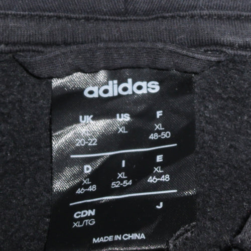 Adidas Womens Black XL Full Zip Hoodie Sweatshirt with 3 Stripes