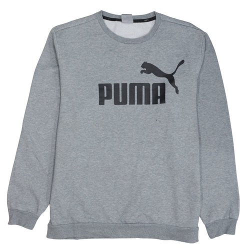 Puma Men’s Grey XL Pullover Crew Neck Logo Sweatshirt