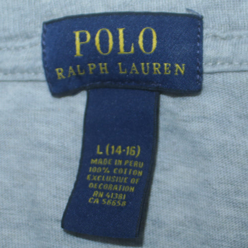 Ralph Lauren Boys Grey Polo T-Shirt Size 14-16 Years Short Sleeve Cotton