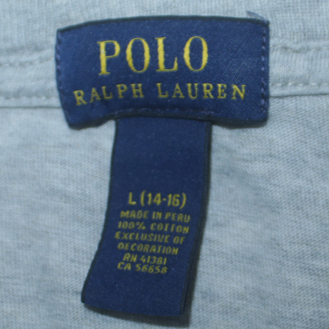 Ralph Lauren Boys Grey Polo T-Shirt Size 14-16 Years Short Sleeve Cotton