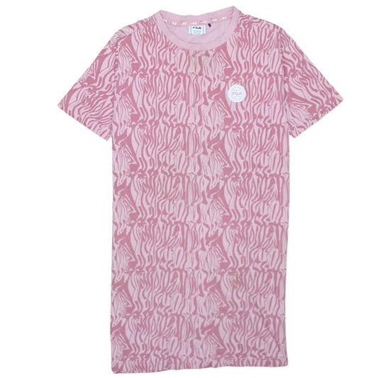 Fila Girls Pink Animal Print T-Shirt Dress 13-14 Years Casual Jersey