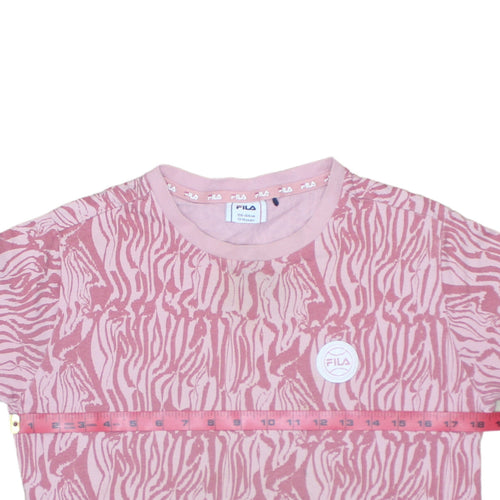 Fila Girls Pink Animal Print T-Shirt Dress 13-14 Years Casual Jersey