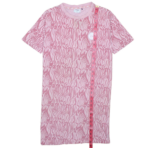 Fila Girls Pink Animal Print T-Shirt Dress 13-14 Years Casual Jersey