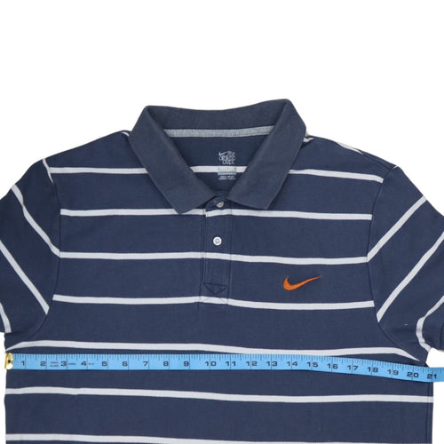 Nike Men's Blue Striped Polo Shirt Medium Short Sleeve