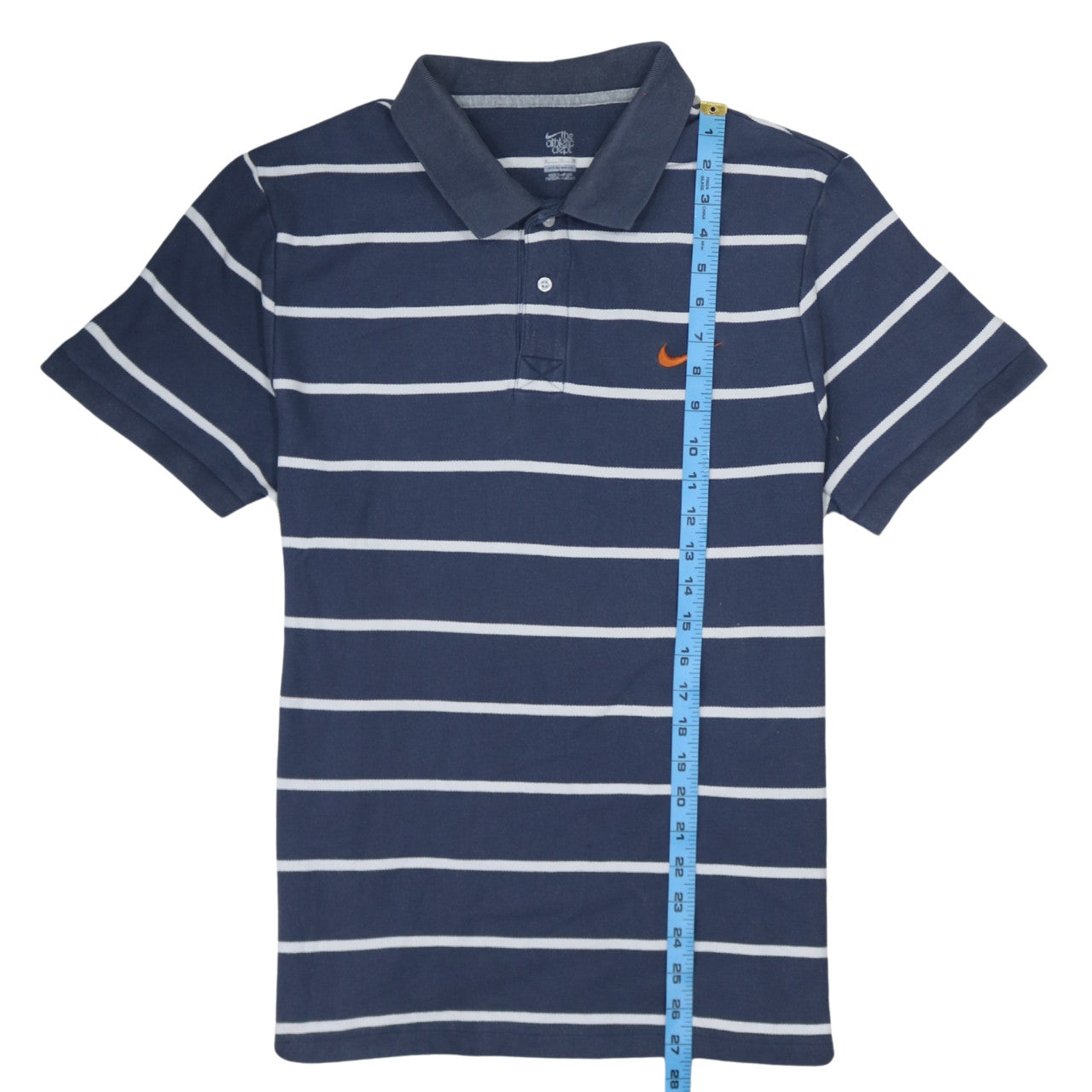 Nike Men's Blue Striped Polo Shirt Medium Short Sleeve