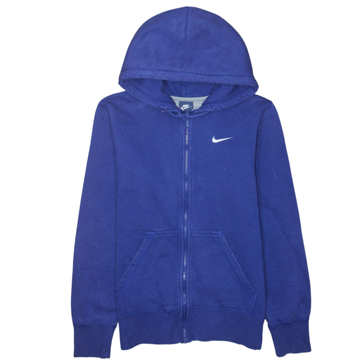 Nike Women Blue Full Zip Hoodie Small Cotton Blend Sportswear