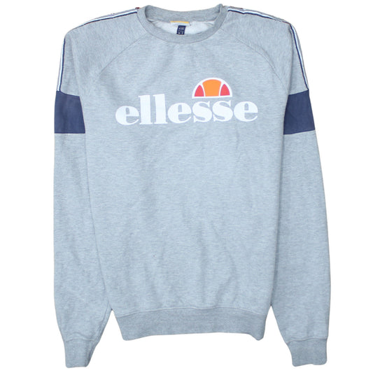 Ellesse Women Grey Logo Pullover Sweatshirt UK 6 Cotton Blend
