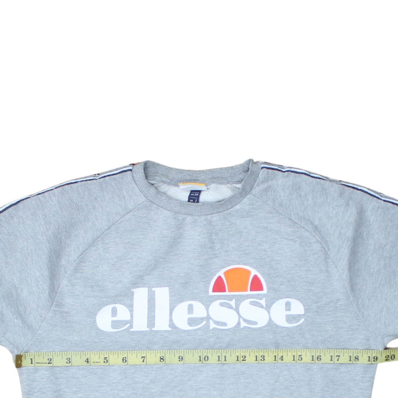 Ellesse Women Grey Logo Pullover Sweatshirt UK 6 Cotton Blend