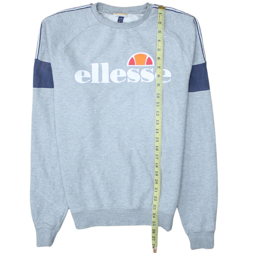 Ellesse Women Grey Logo Pullover Sweatshirt UK 6 Cotton Blend
