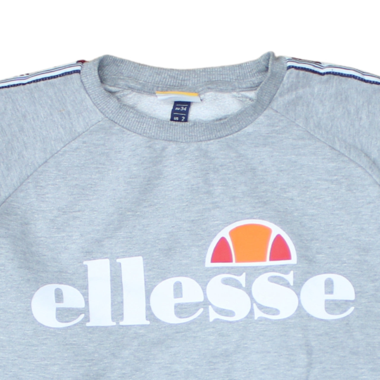 Ellesse Women Grey Logo Pullover Sweatshirt UK 6 Cotton Blend