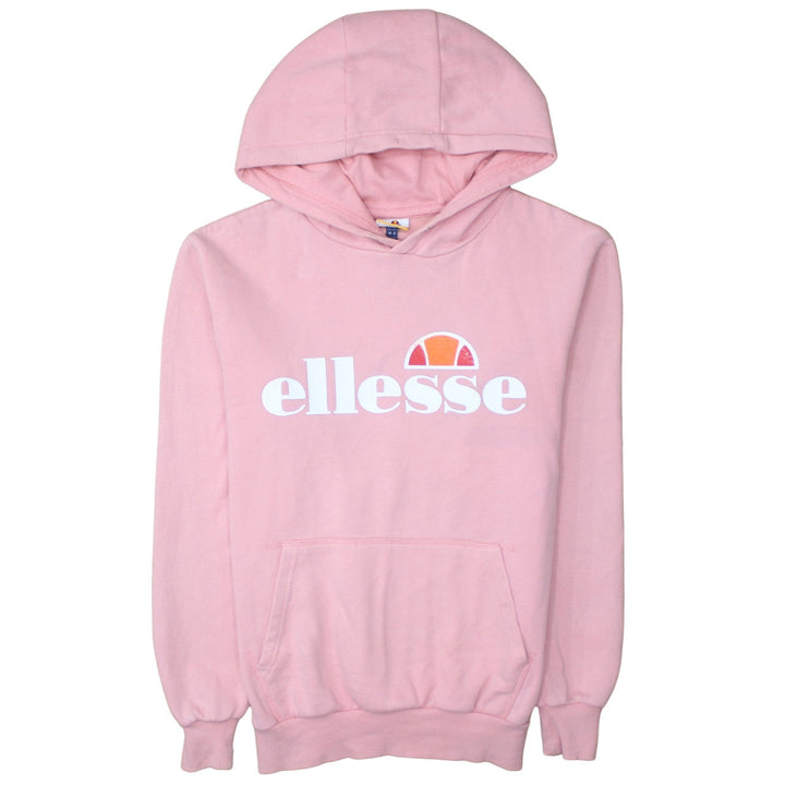 Ellesse Womens Pink Pullover Hoodie UK 10 Graphic Logo Sweatshirt