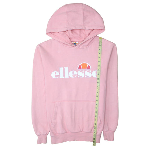 Ellesse Womens Pink Pullover Hoodie UK 10 Graphic Logo Sweatshirt