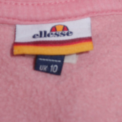 Ellesse Womens Pink Pullover Hoodie UK 10 Graphic Logo Sweatshirt