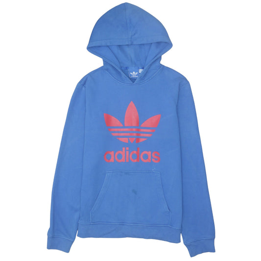 Adidas Men Blue Pullover Hoodie M Logo Fleece Sportswear