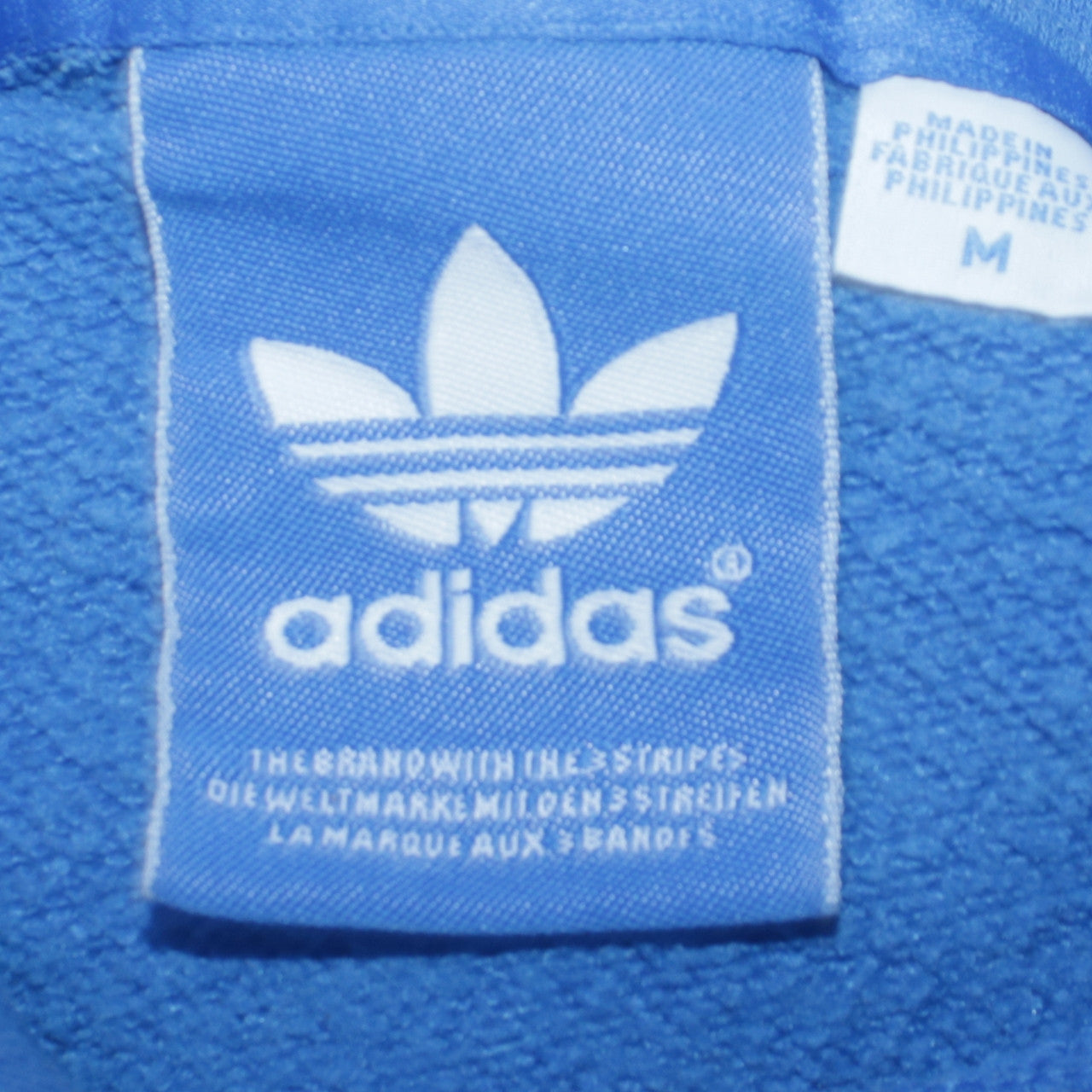Adidas Men Blue Pullover Hoodie M Logo Fleece Sportswear