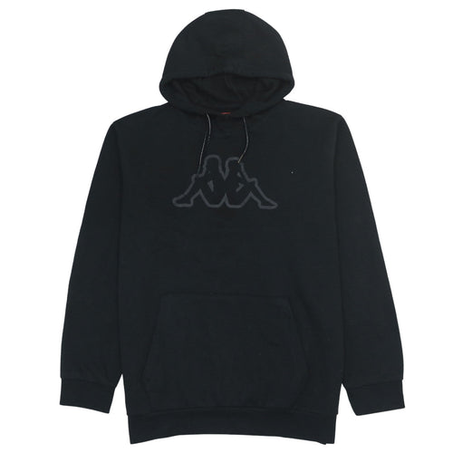 Kappa Mens Black Pullover Hoodie 2XL Logo Fleece Sweatshirt
