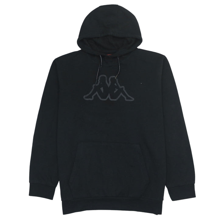 Kappa Mens Black Pullover Hoodie 2XL Logo Fleece Sweatshirt