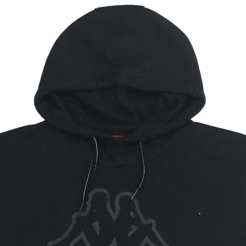Kappa Mens Black Pullover Hoodie 2XL Logo Fleece Sweatshirt