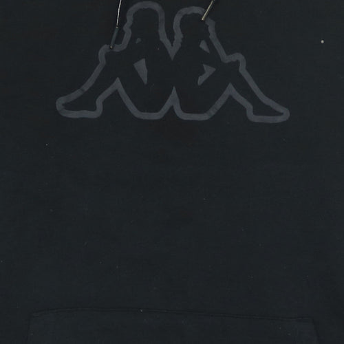 Kappa Mens Black Pullover Hoodie 2XL Logo Fleece Sweatshirt