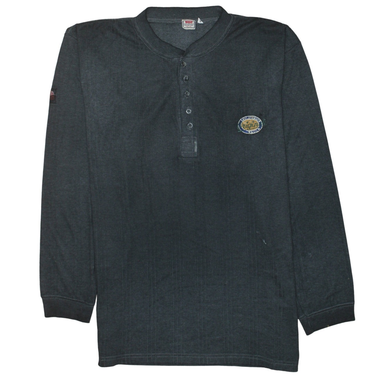 Levi's Men's Black 2XL Henley Cotton Jumper Long Sleeve Casual