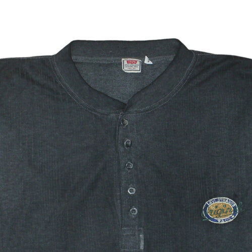 Levi's Men's Black 2XL Henley Cotton Jumper Long Sleeve Casual
