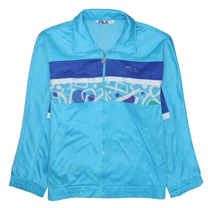Fila Womens Blue Retro 80s Track Jacket Size L Full Zip Polyester