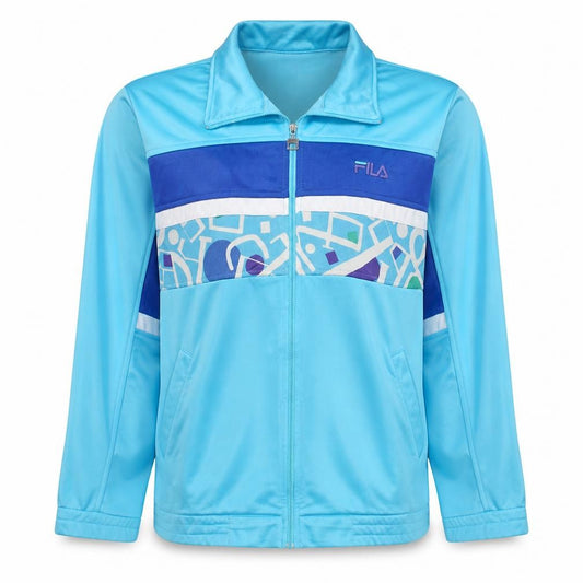 Fila Womens Blue Retro 80s Track Jacket Size L Full Zip Polyester