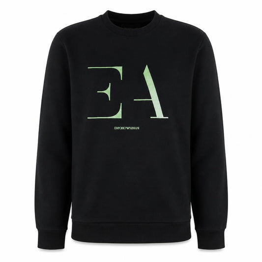 Front view of Emporio Armani Men's Black Logo Pullover Sweatshirt, size S