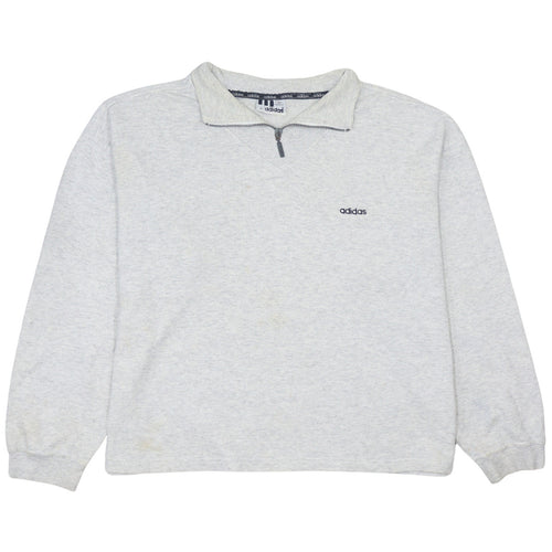 Adidas Men’s Grey 1/4 Zip Sweatshirt Size M Vintage Logo Jumper