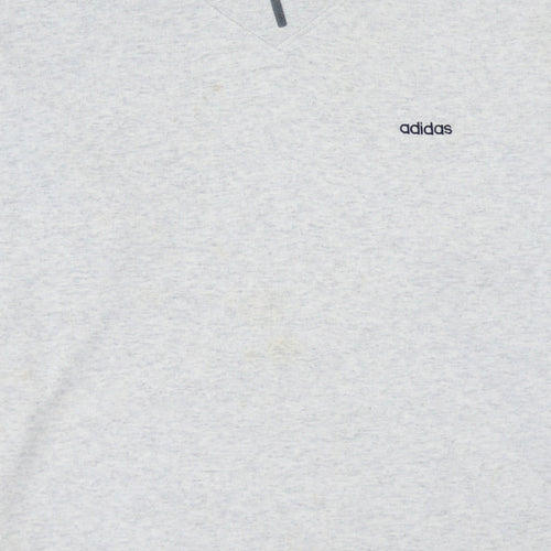 Adidas Men’s Grey 1/4 Zip Sweatshirt Size M Vintage Logo Jumper