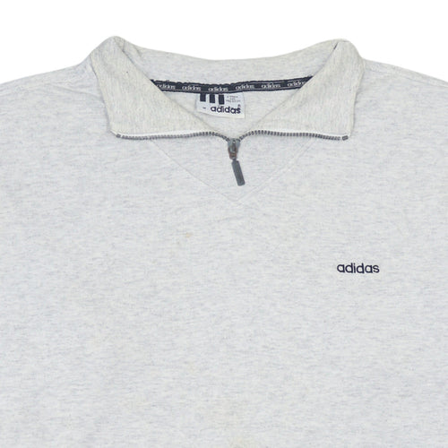 Adidas Men’s Grey 1/4 Zip Sweatshirt Size M Vintage Logo Jumper
