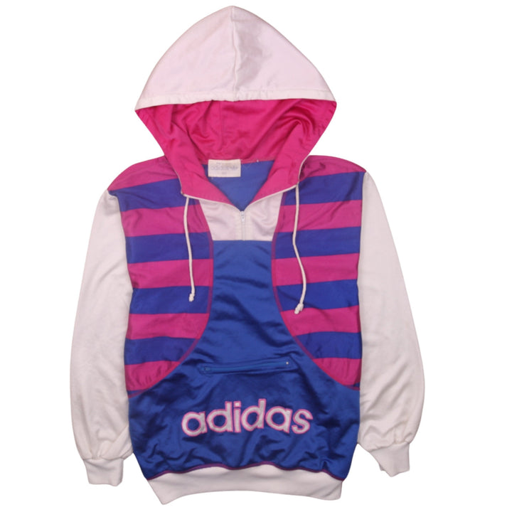 Adidas Girls Blue Pink Striped Hooded Sweatshirt Size 12 Full Zip