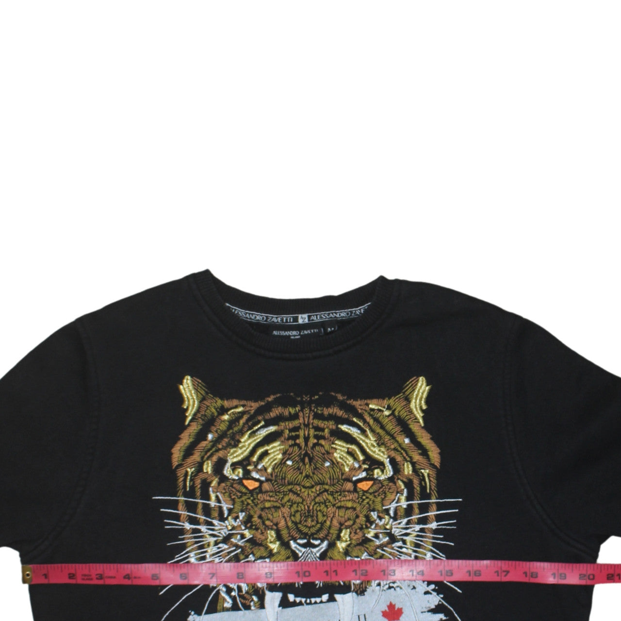 Alessandro Zavetti Men's Black Tiger Embroidered Sweatshirt M