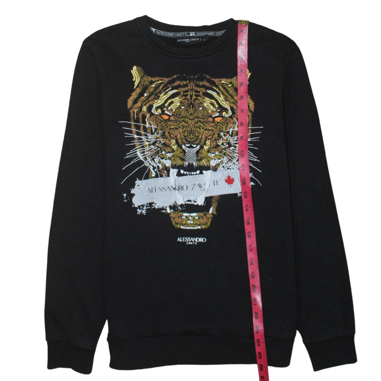 Alessandro Zavetti Men's Black Tiger Embroidered Sweatshirt M