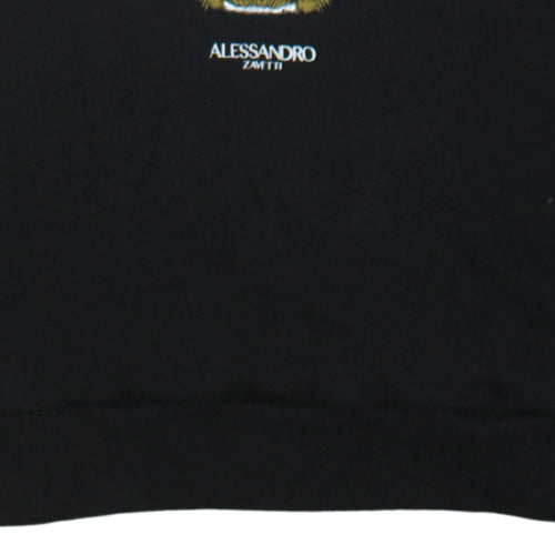Alessandro Zavetti Men's Black Tiger Embroidered Sweatshirt M